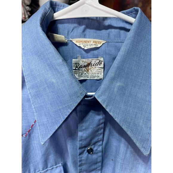 Vintage RAWHIDE Form Fitted Western Button Up Men's‎ Shirt Size XL 24 x 33 - Picture 3 of 8